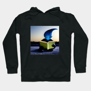 Believe in Yourself Funny an Alien reading a Book Hoodie